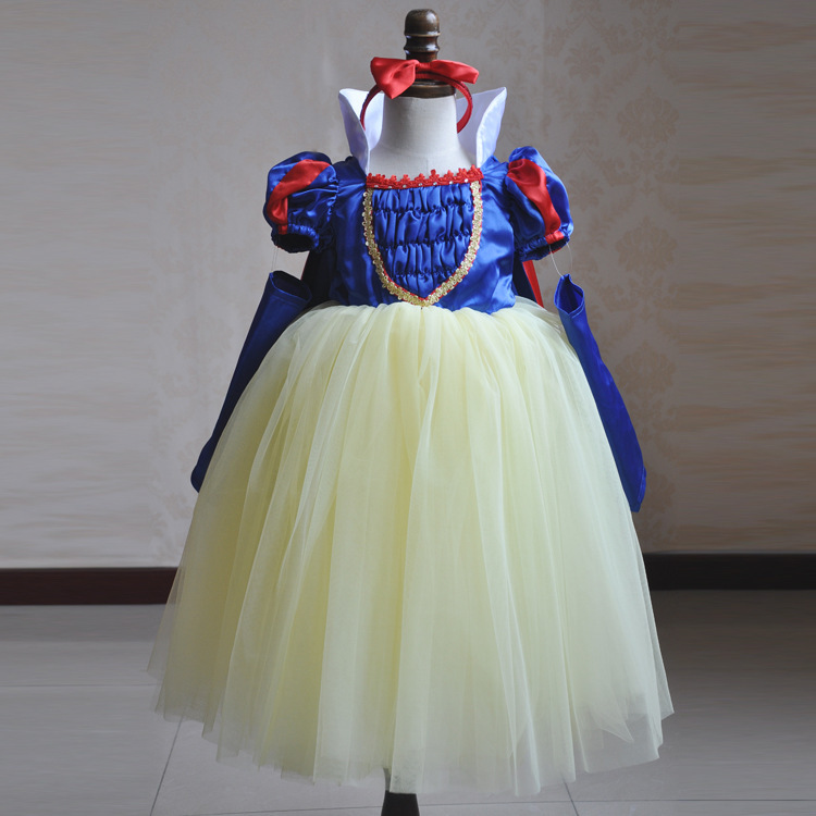 2020新款白雪公主礼服色丁披肩女童红蓝双面斗篷可脱卸斗篷披风