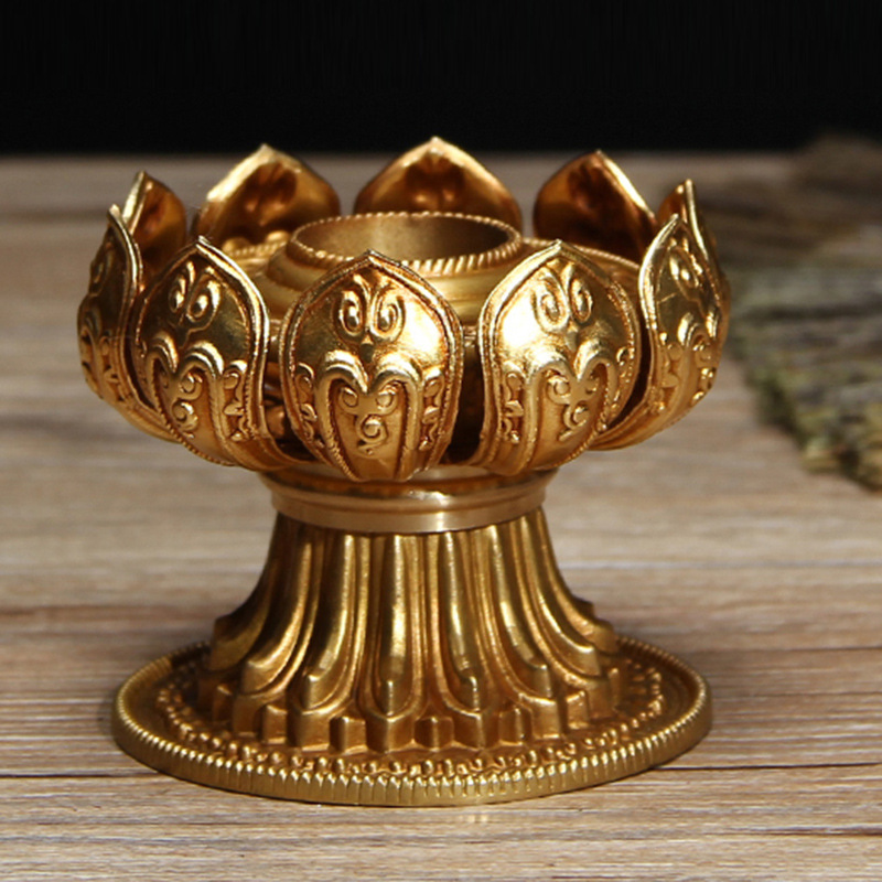 慧宝佛具新品 铜单层莲花手摇转经轮底座 佛像连台新款特价