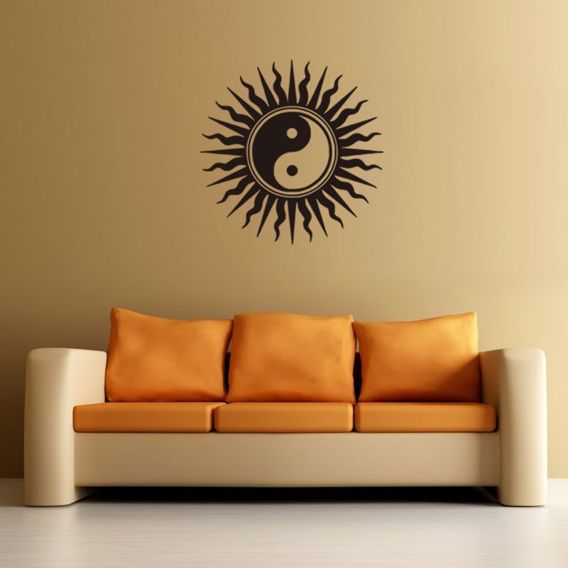 gb454 大号太极精雕墙贴纸 八卦太阳客厅卧室家居装饰贴画可移除