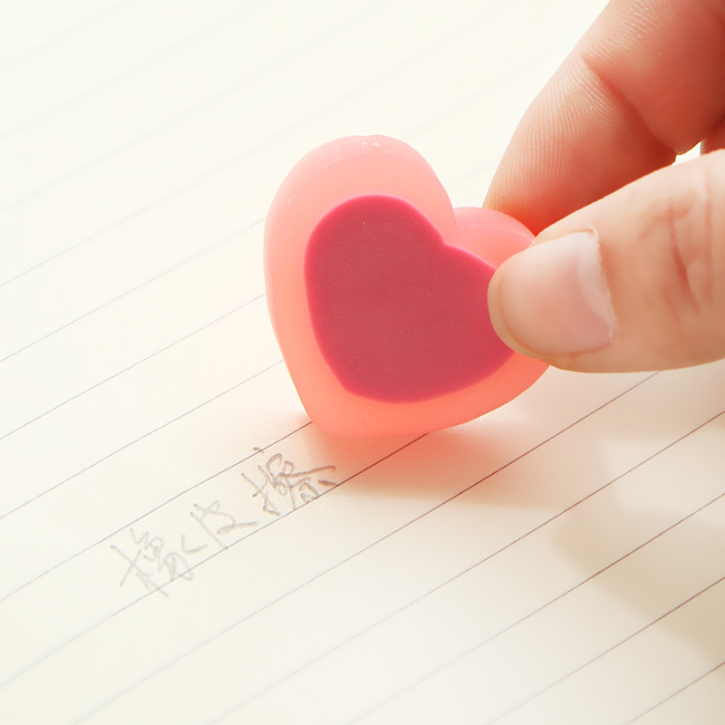 尚新7621夜光果冻色橡皮擦 创意爱心造型2个装儿童文具奖品水果味