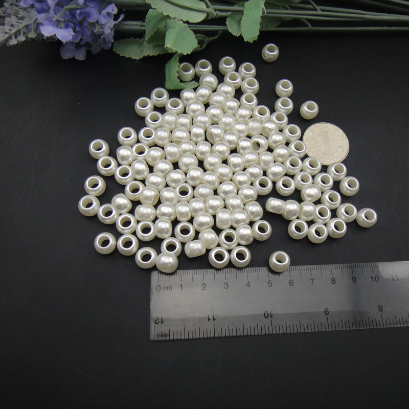 8 9 10 12mm纯白米白穿孔珍珠 不掉皮diy手工串珠 饰品配件