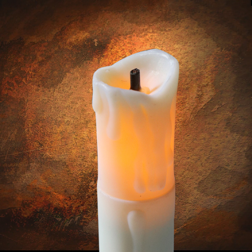 厂家供应 led电子蜡烛 aa电池黄闪光纤头短款长条蜡烛 祭祀蜡烛