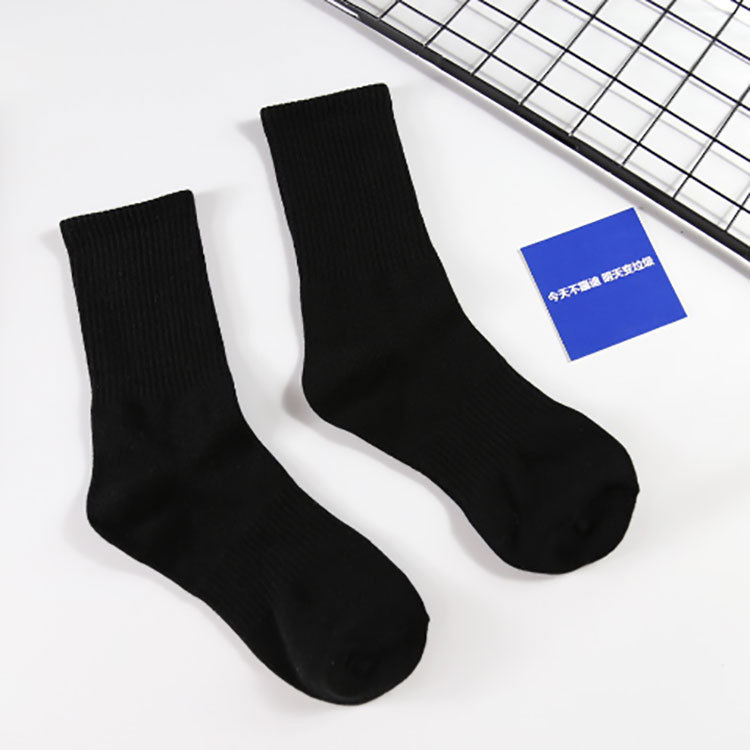 Athletic Socks Women's Mid-Calf Black White Gray Solid Color Socks Combed Cotton Lovers' Socks Students' Socks Winter Factory Wholesale