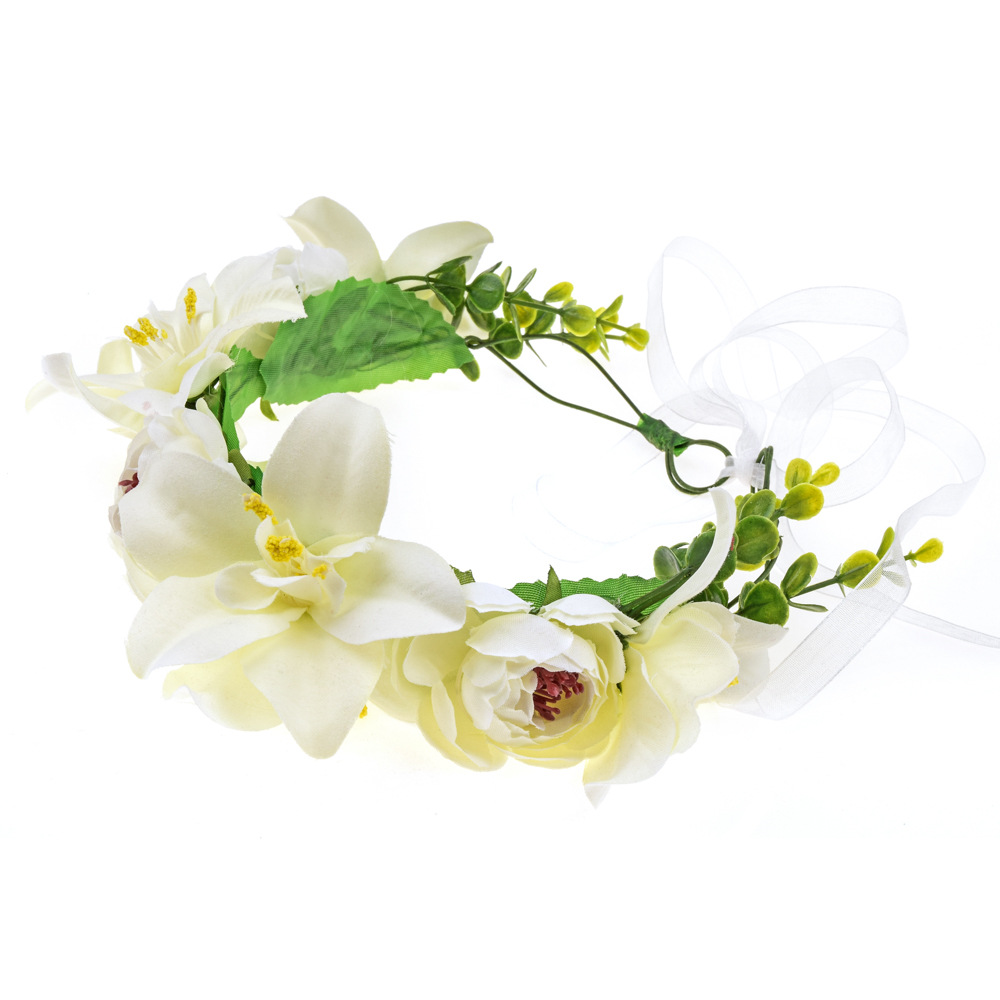 速卖通亚马逊爆款夏威夷花环新娘头饰百合仿真花头饰发饰厂家直销