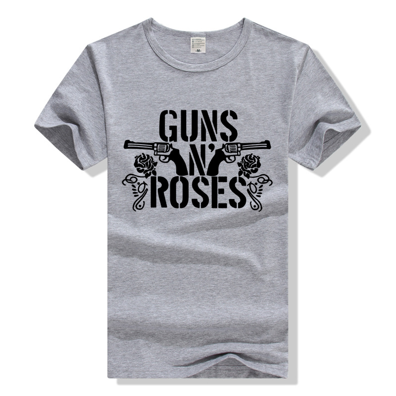 夏季新品欧美青年枪花乐队枪炮与玫瑰乐队t恤潮牌短袖衫