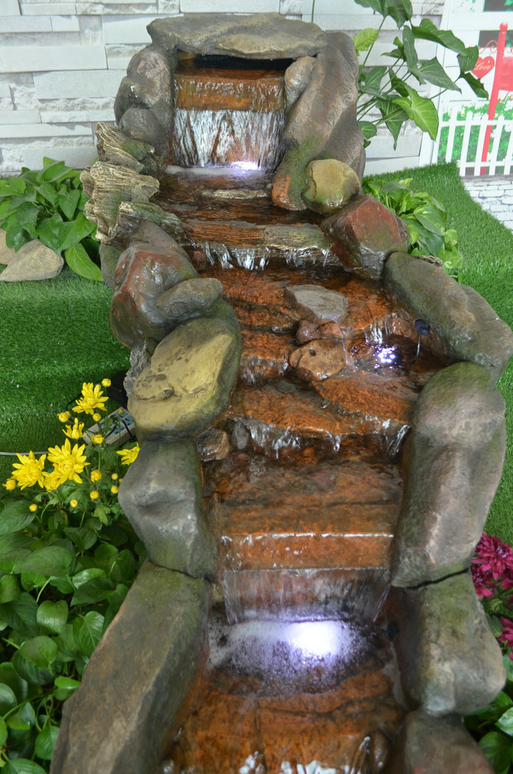 大型欧式流水喷泉家居阳台室内别墅田园客厅假山落地摆件鱼池水景