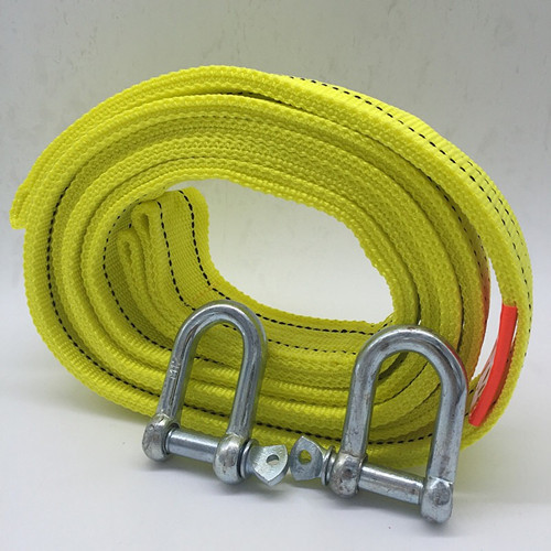 汽车拖车绳加厚5米5吨拉车绳带双层牵引绳越野托车绳救援绳u型钩