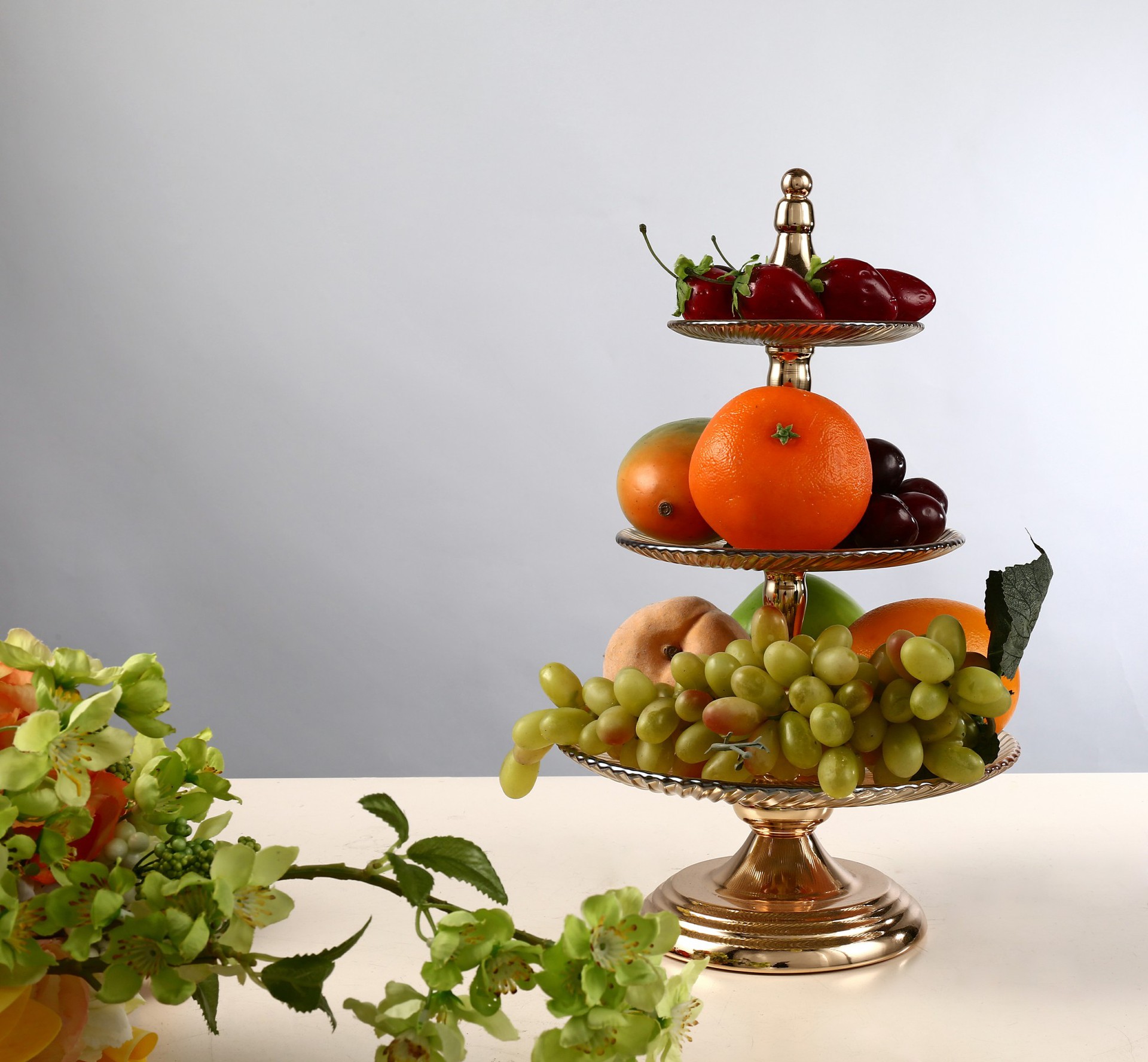 欧式高端奢华玻璃 厂家创意客厅茶几样板房装饰摆件 创意三层果盘