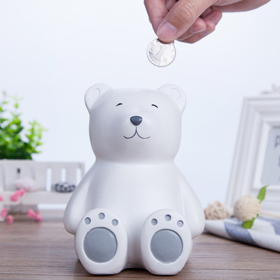 时尚卡通存钱罐可爱大白熊儿童储蓄罐创意桌面收纳摆件钱罐批发