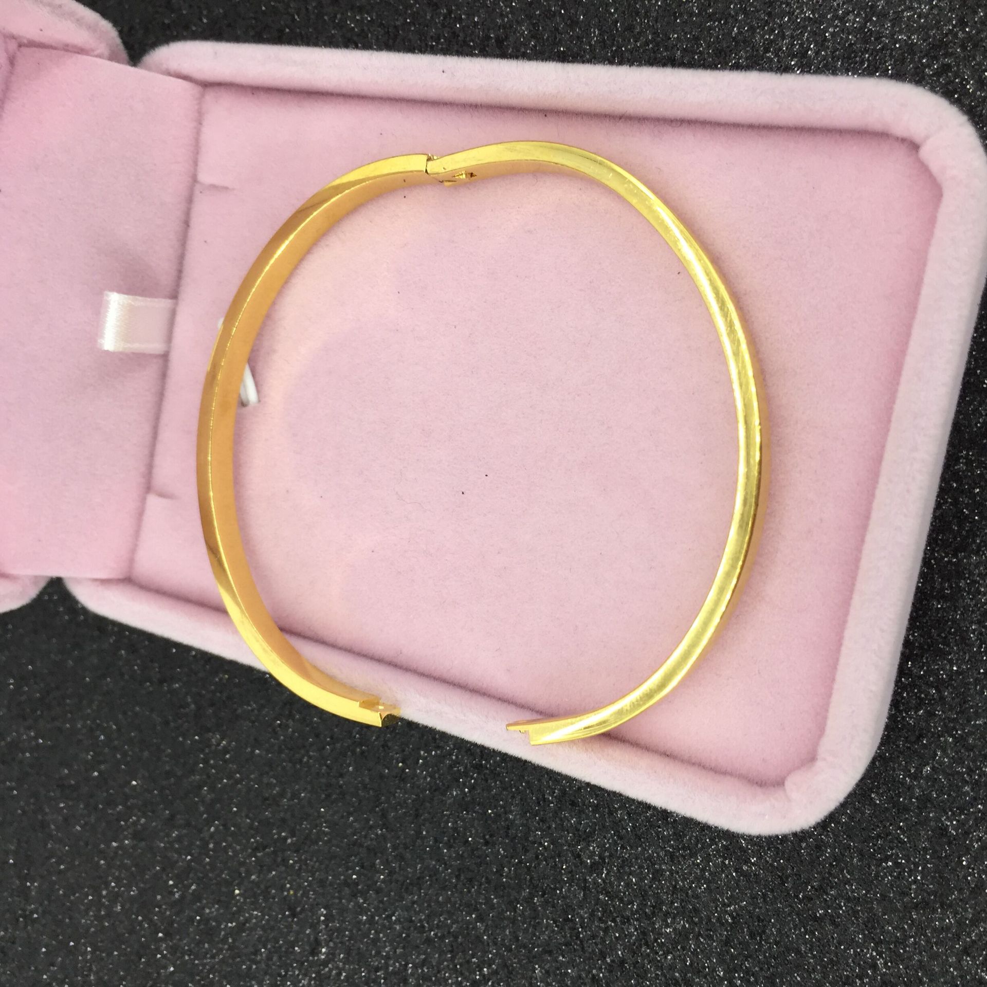 angelababy手镯镀黄金欧币首饰越南沙金饰品女款椭圆形状仿金镯子