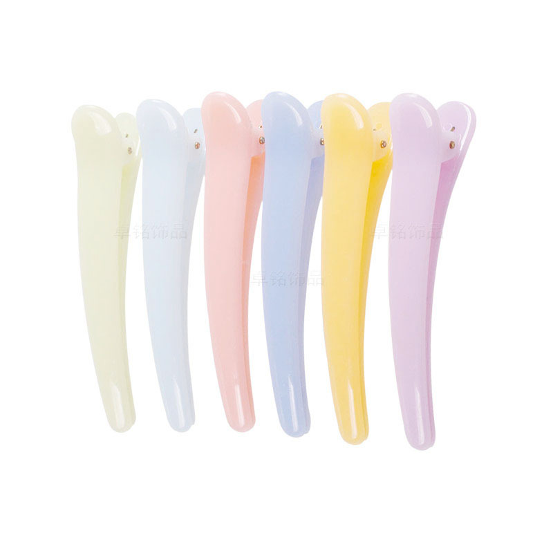 Zhuoming Japanese and Korean Style Solid Jelly Color Plastic Duckbill Clip Candy Color Tweezers Color Crocodile Hair Beauty Clip