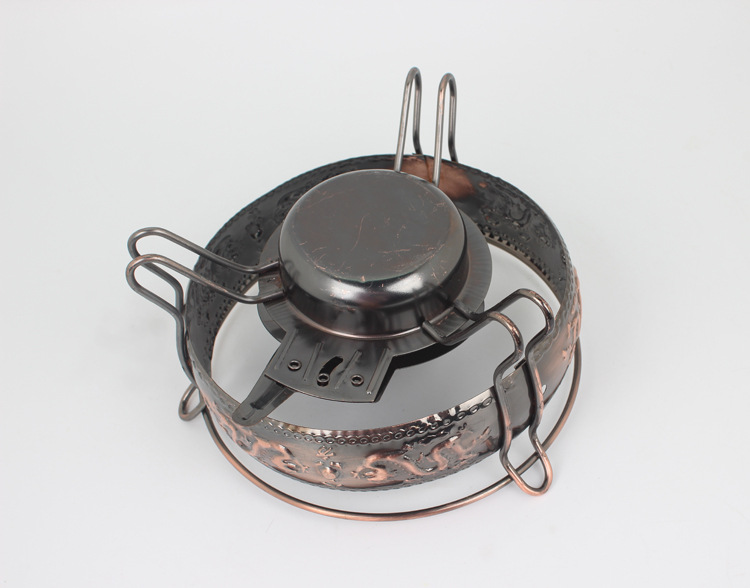 酒精炉火锅炉子 铁艺线炉个人小火锅固体酒精炉镀铜酒精炉