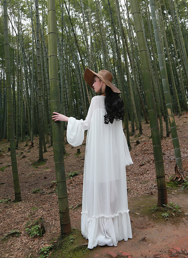 2017《露风》新款开衫连衣裙旅游度假长裙摆沙滩裙仙女飘逸