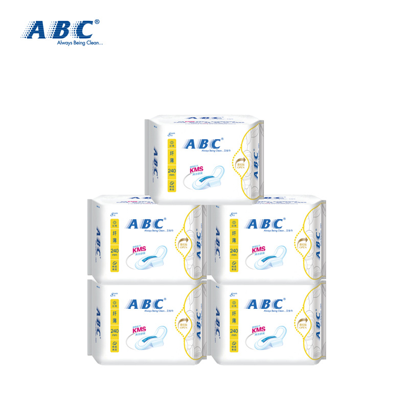 abc卫生巾棉柔纤薄日用240mm 8片装含kms健康配方k11 48包/箱