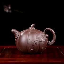 宜兴紫砂壶南瓜壶锁盖设计堆花紫砂壶王兆春 特价处理批发定制壶