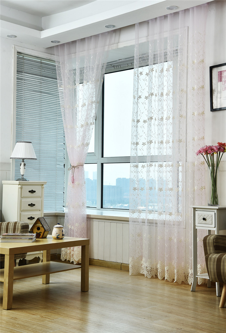 牛奶丝阳台飘窗落地窗百搭纱帘 家用客厅卧室立体绣花纱帘 批发