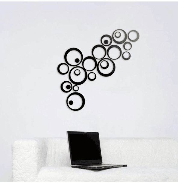 k3d镜面贴家居背景墙贴镜面圆圈diy客厅装饰画立体墙贴产品0.06