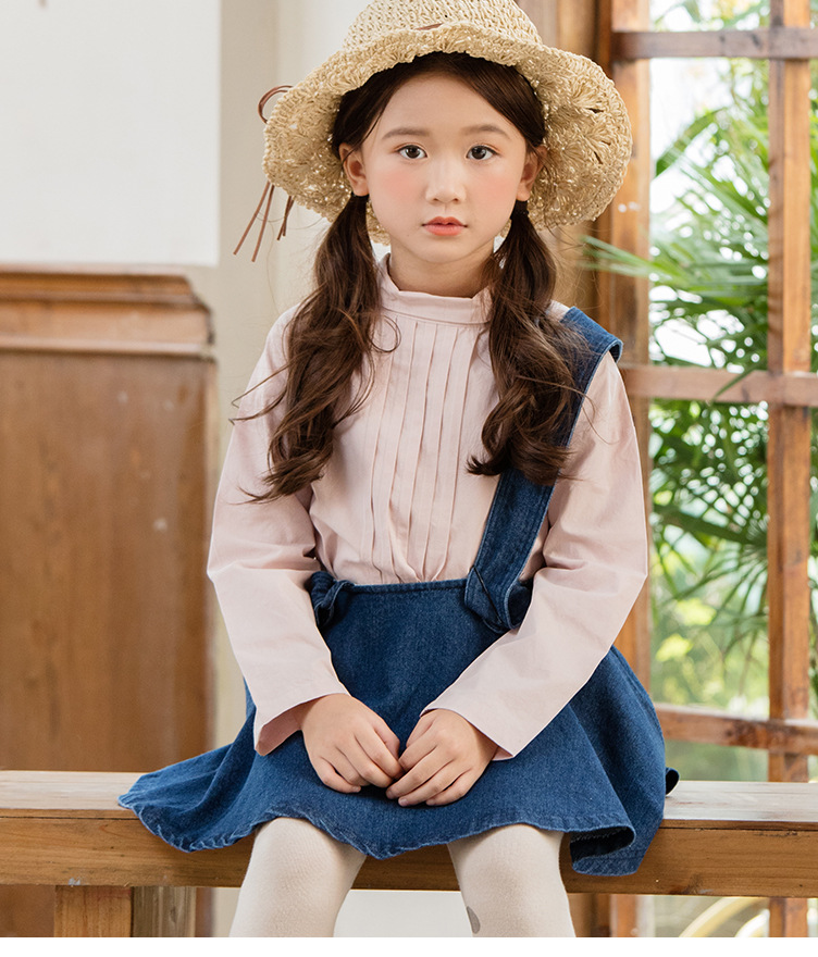 童装 小女孩背带裙 2017秋装新款半身裙 韩版a字牛仔裙一件代发