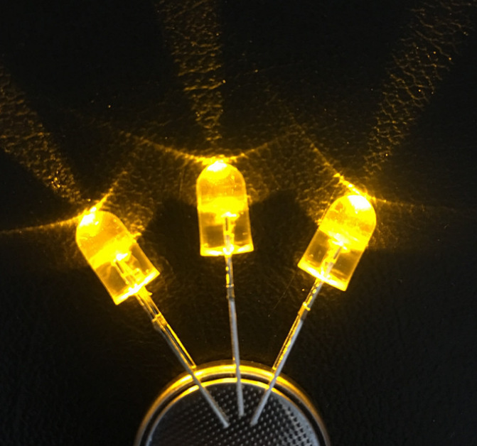 led直插发光二极管f5mm无边 白发黄 黄色灯 黄光 短脚 高亮