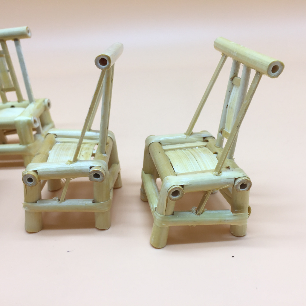 创意手工竹子工艺品竹制儿童过家家玩具椅子组合套装竹桌椅摆件