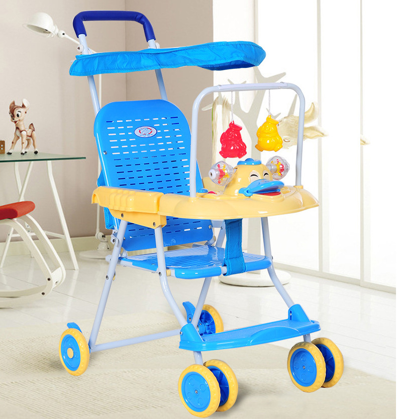 贺联儿童手推椅183b带音乐塑料宝宝四轮推车轻便折叠小孩推车批发