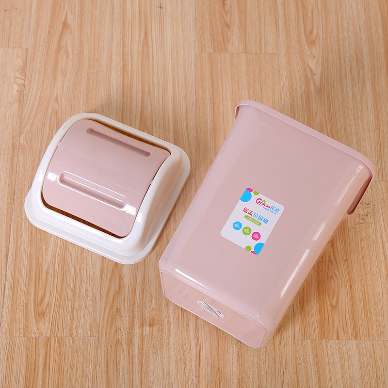 时尚创意塑料翻盖垃圾桶 家用办公收纳桶 日用百货广告礼品批发