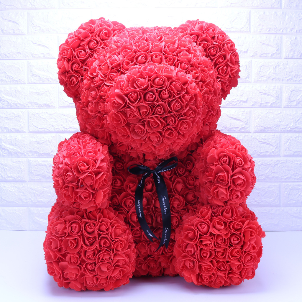 70cm玫瑰熊永生花熊仿真60cm玫瑰花熊礼盒情人节圣诞节礼物