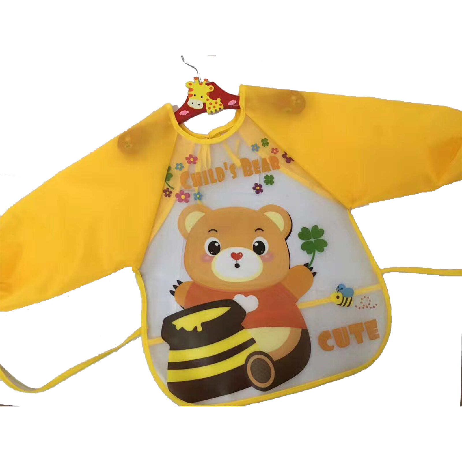 防污塑料可爱宝宝小围裙定制 peva透气套袖涤纶儿童围裙厂家定做