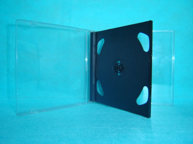 塑料CD盒子CD盒CD光盘盒CD CASE 10.4mm方形双面透明面黑色底PS