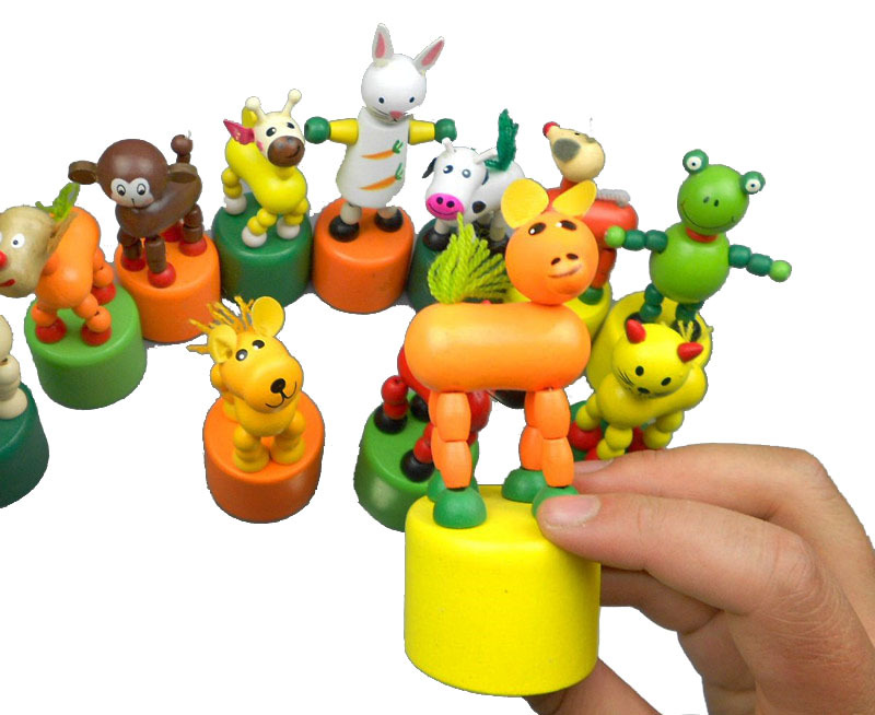 摇滚动物 动物木桶 木制儿童玩具 摇摆动物 趣味玩具 拇指玩具