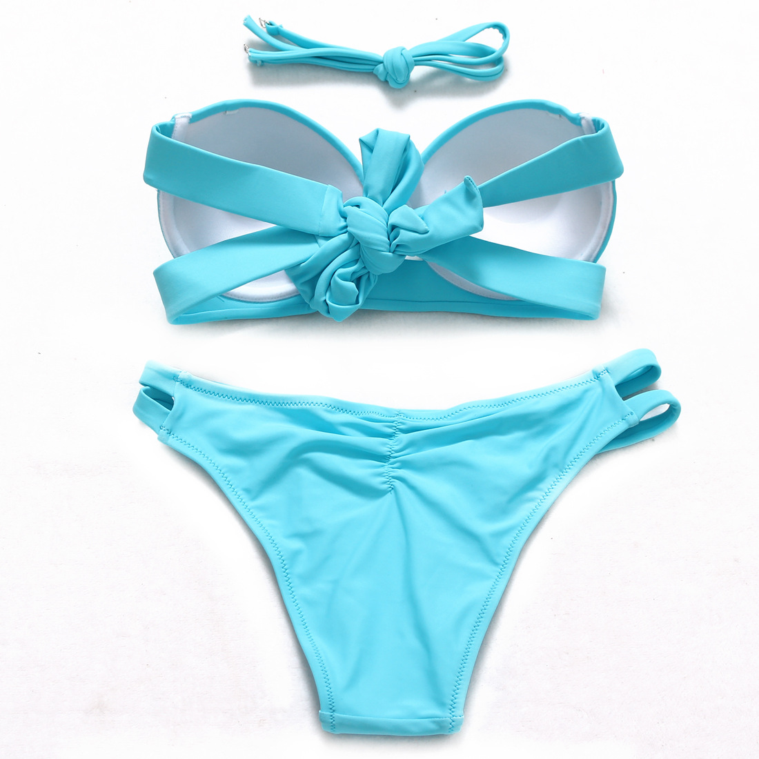 速卖通欧美外贸纯色/印花女士分体比基尼bikini 钢托聚拢温泉泳衣