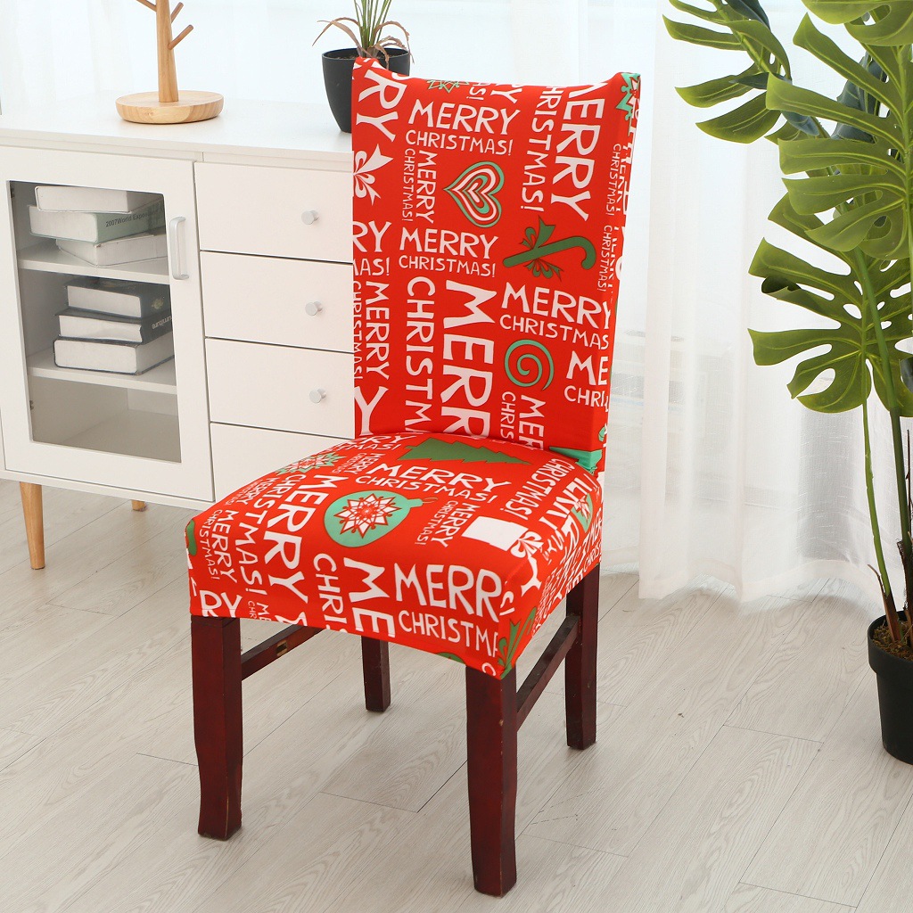 [Elxi] Christmas Chair Cover Home Elastic Chair Cover European-Style One-Piece Chair Cushion Restaurant Hotel Seat Cover