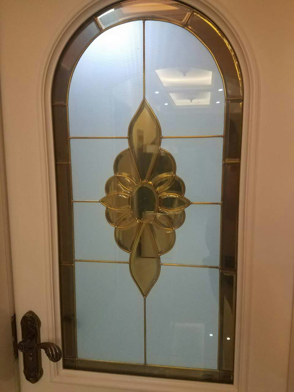 镶嵌水晶中空钢化玻璃 艺术玻璃 家用家居卫生间阳台推拉门玻璃