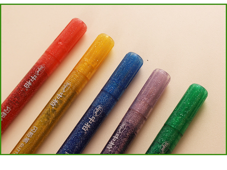 中柏闪粉笔闪光笔spg006diy相册笔5色荧光笔儿童贺卡笔卡通涂鸦笔