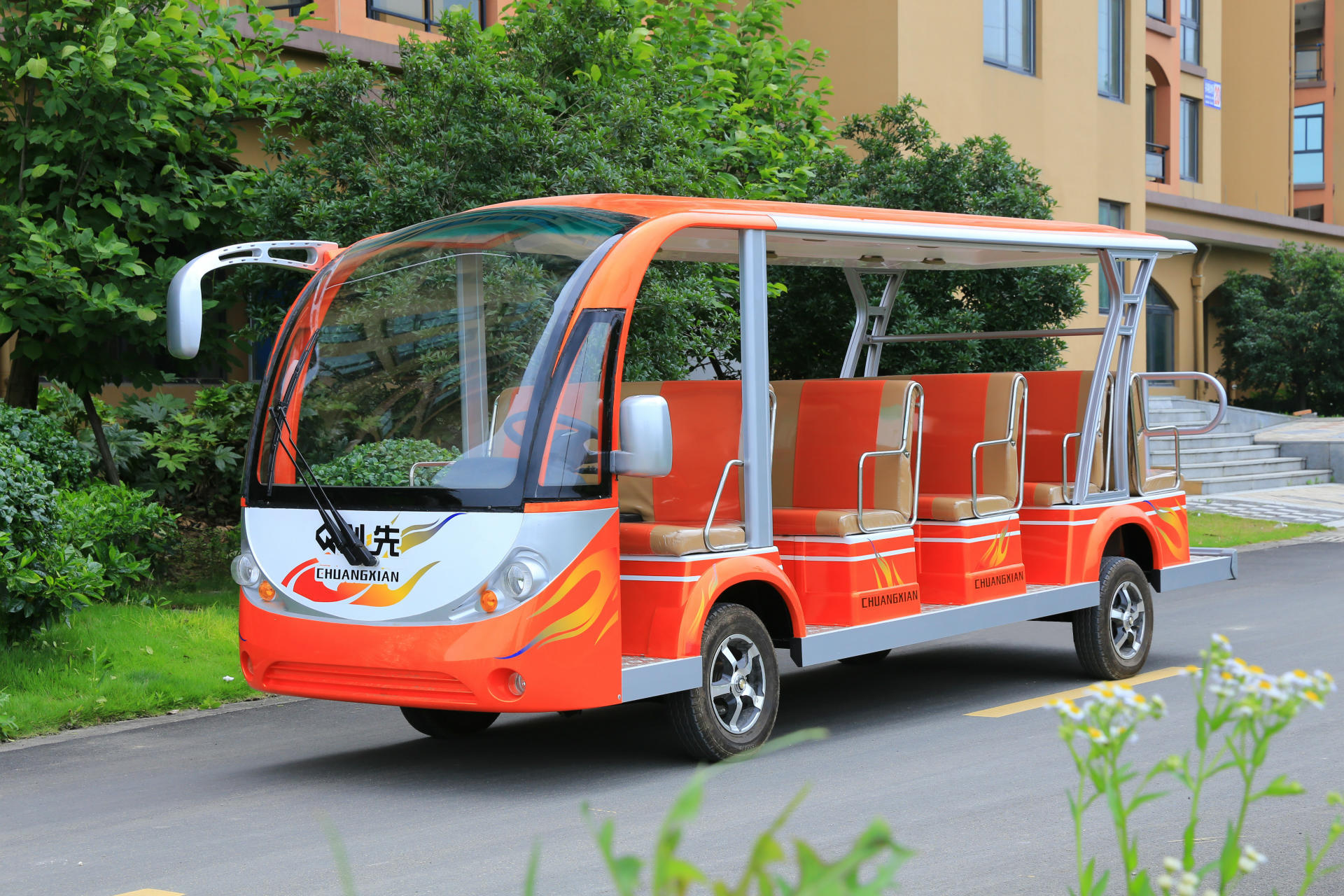 2017年14座g款电动观光车贴花系列酒店接待旅游电瓶观光车批发