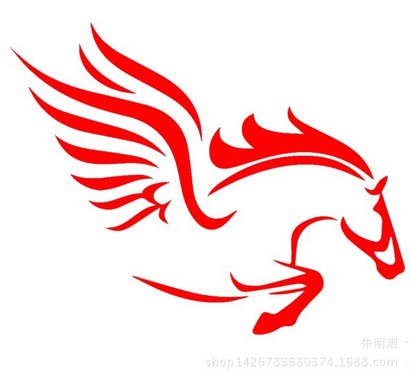 外贸热销速卖通horse车贴 马图案腾车贴 反光飞马天马车贴