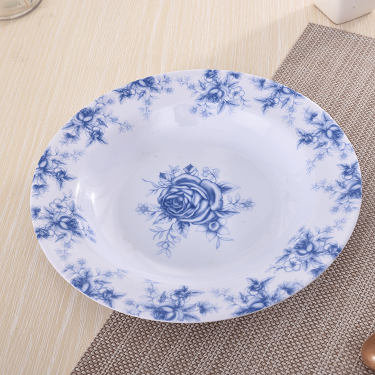 melamine ware密胺餐具盘子9寸10寸11寸白色贴花深盘义乌外贸盘子