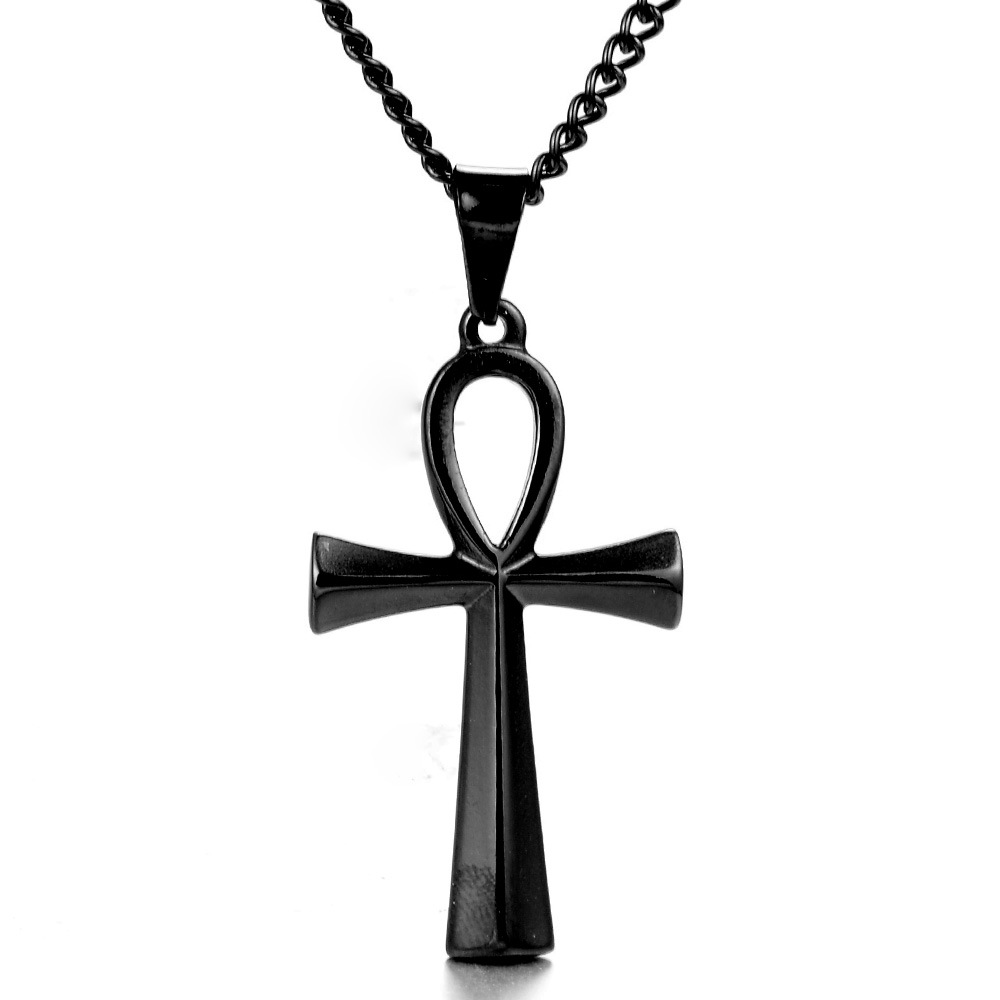钛钢古埃及十字架 男士吊坠项链