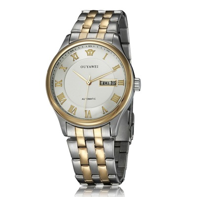 ouyawei欧亚威1329钢带男士休闲手表 自动机械表 双选双历真皮表