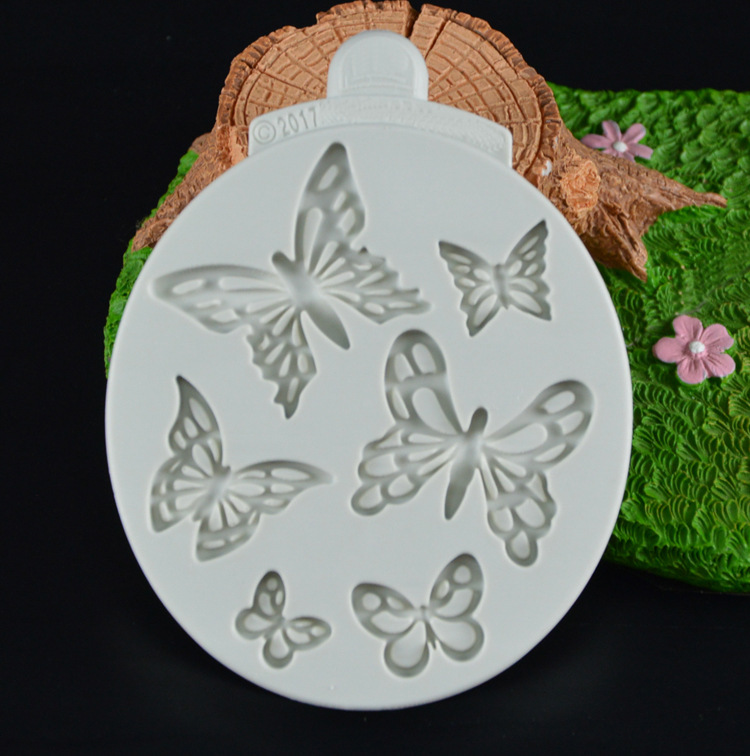 出口品质翻糖蛋糕硅胶模具 蝴蝶翻糖模具 干佩斯造型模具巧克力模