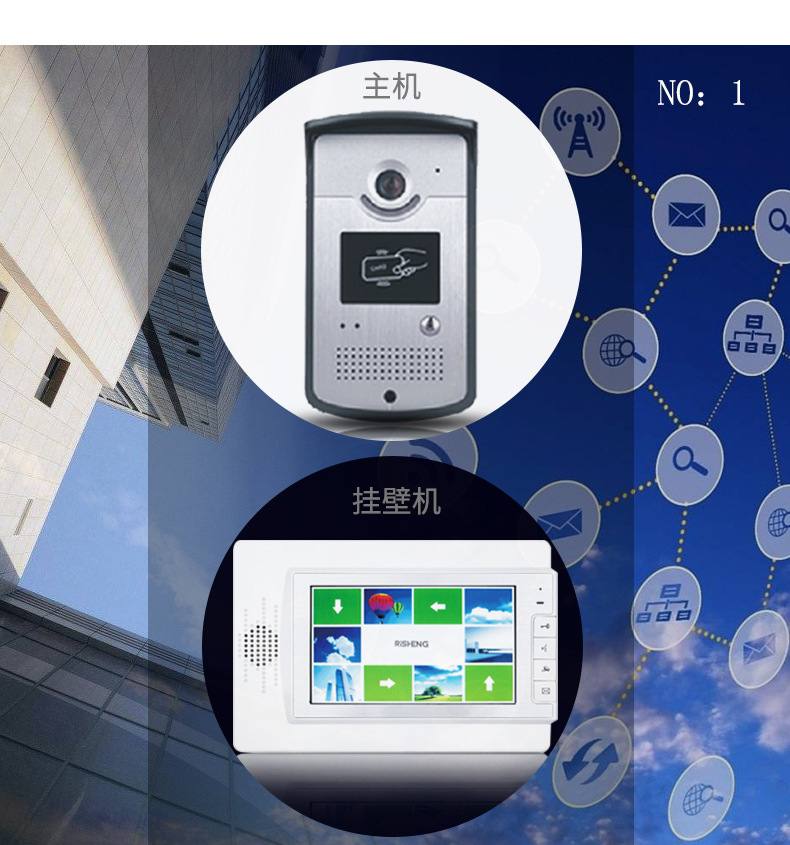 楼宇彩色可视对讲门铃设备小区门禁系统套装红外夜视补光刷卡开锁