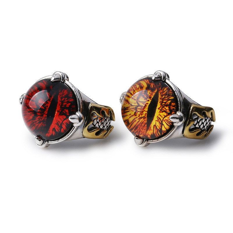 批发s925纯银时尚饰品个性男复古泰银戒指 指环王索伦眼开口指环