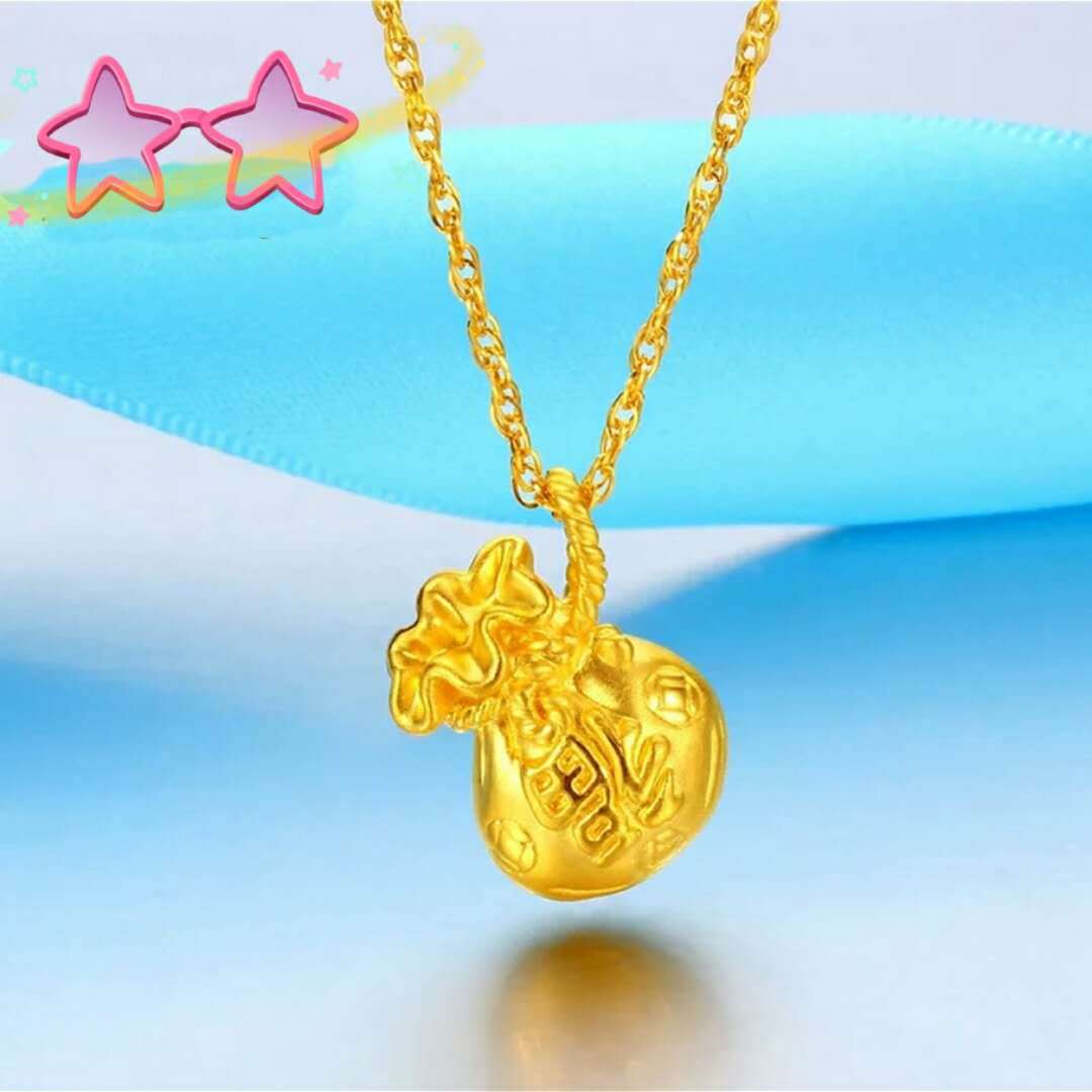 欧币饰品实心钱袋吊坠黄铜真空电镀福袋手链代代有钱挂坠一件代发