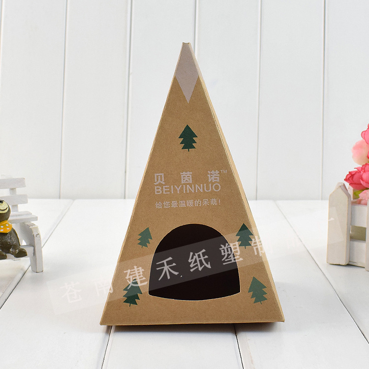 厂家定制三角形袜子盒牛皮纸开窗包装盒创意异形纸盒圣诞礼盒彩盒