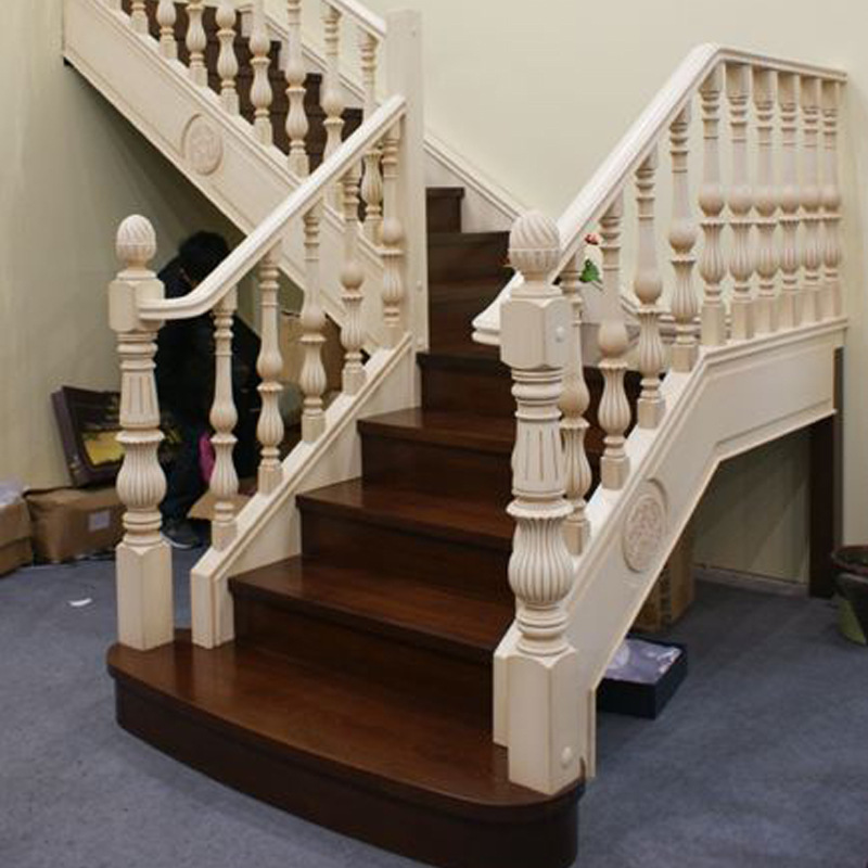 实木整体楼梯木制楼梯扶手踏板立柱厂家直销定制实木楼梯