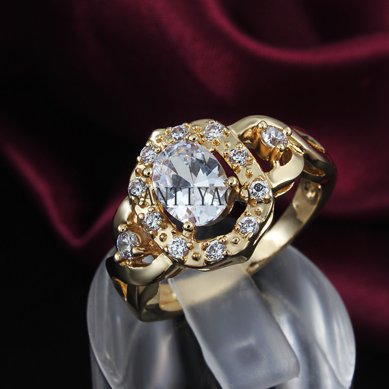 欧美大锆石首饰 夸张饰品批发 首饰4a锆石戒指 电镀真金戒指出口