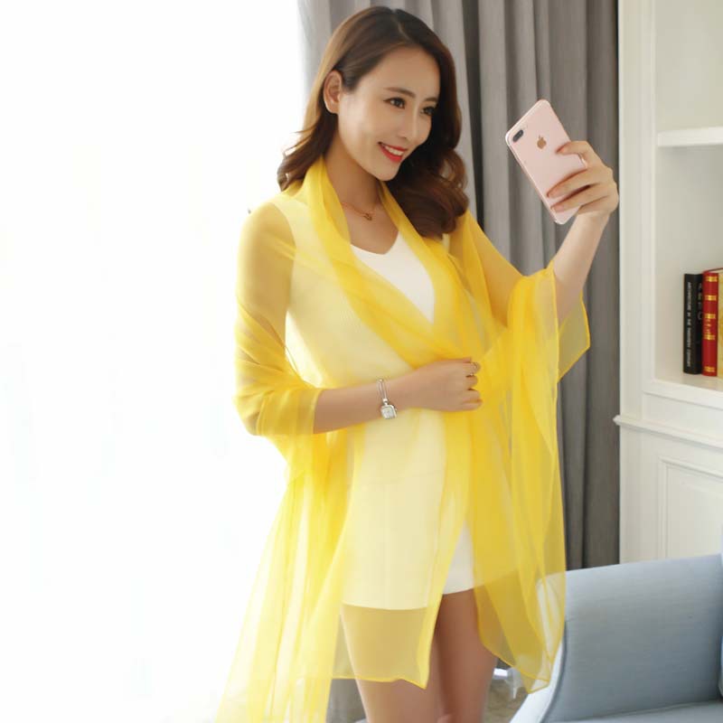 批发新款围巾女夏季防晒纯色丝巾沙滩巾韩版冰丝清透纱巾披肩批发