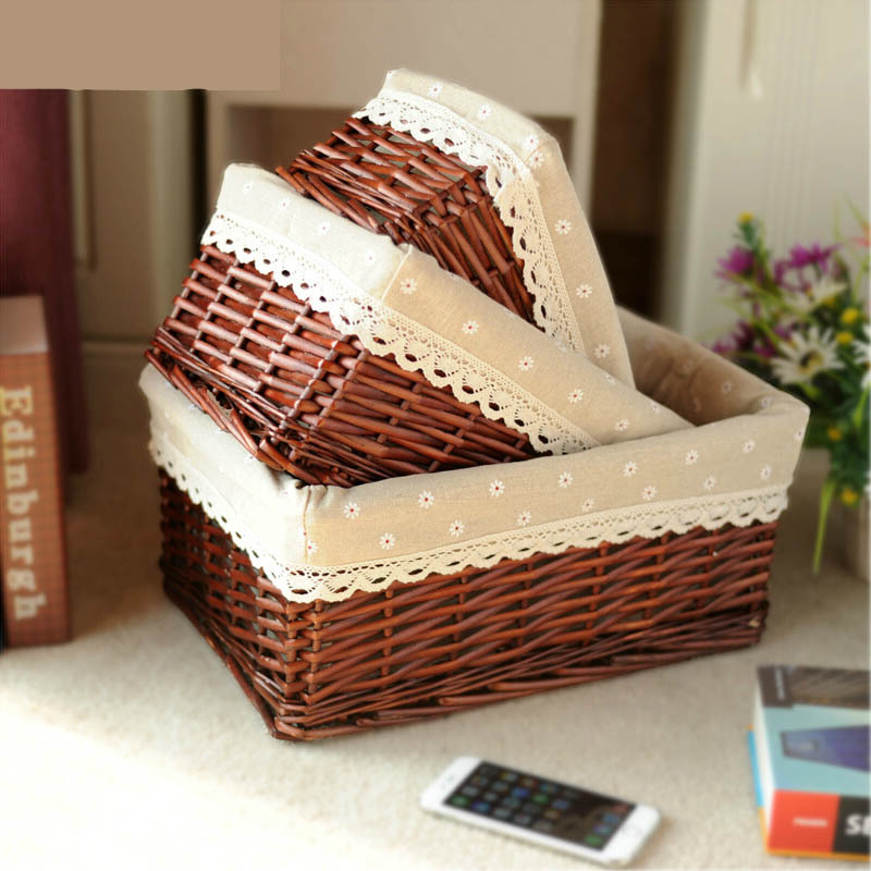 Organizing Household Supplies Wicker Storage Basket Supermarket Display Basket Hand-Woven Rattan Storage Basket Rattan Basket