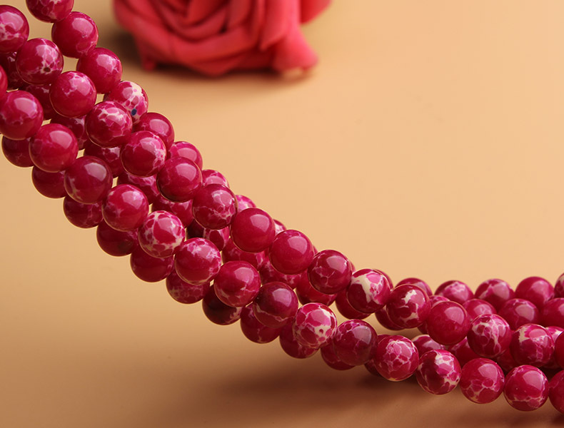 红色帝皇石散珠 diy饰品配件串珠 玫红帝皇石半成品批发