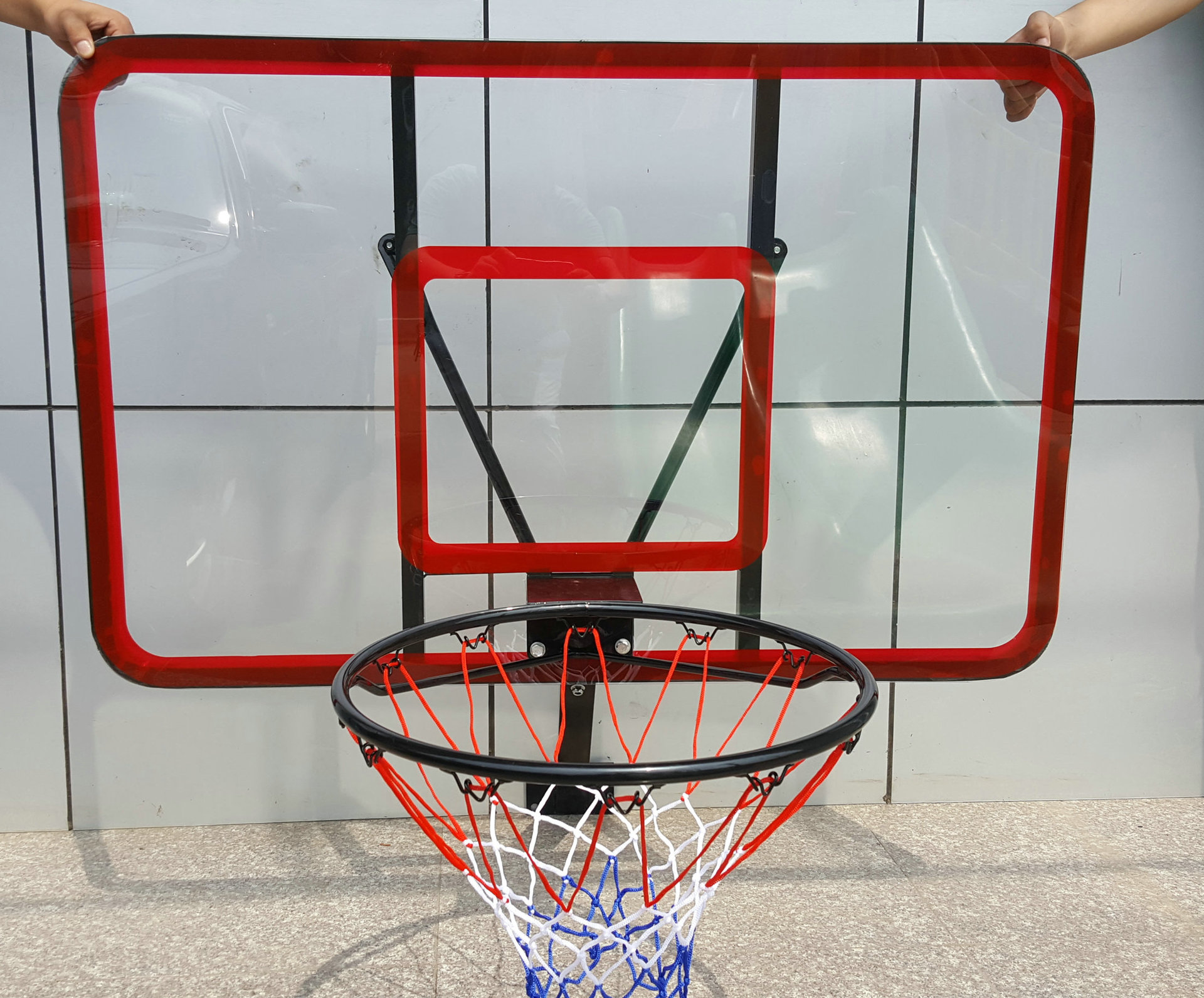 钢化安全玻璃篮板及篮圈 户外壁挂式篮球架 pc休闲儿童篮球板批发